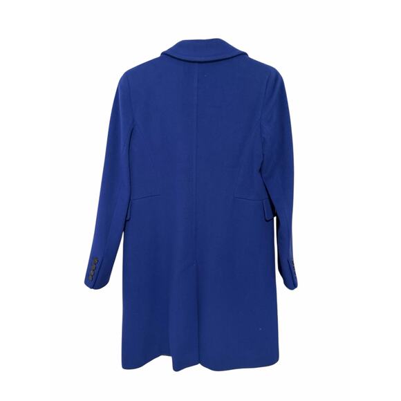 Marella Women's 6 Blue Long Sleeve Button Up Wool Collared Long Coat - Picture 5 of 10